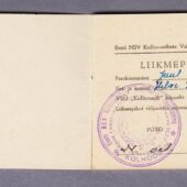 Eesti NSV Kolhoosnikute Vabatahtliku Spordiühingu „Kolhoosnik“ liikmepilet (2)